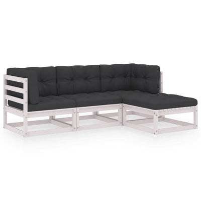 4 Piece Garden Lounge Set with Cushions Solid Pinewood Payday Deals