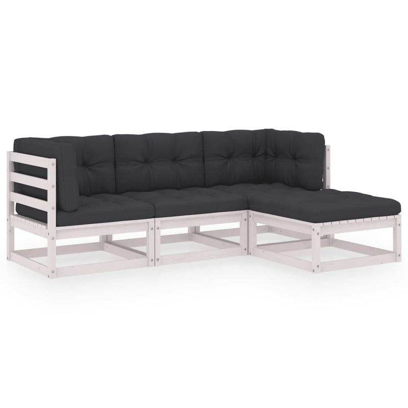 4 Piece Garden Lounge Set with Cushions Solid Pinewood Payday Deals