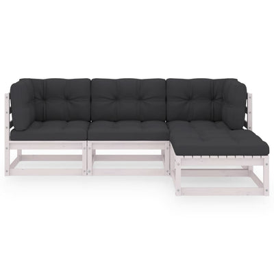 4 Piece Garden Lounge Set with Cushions Solid Pinewood Payday Deals
