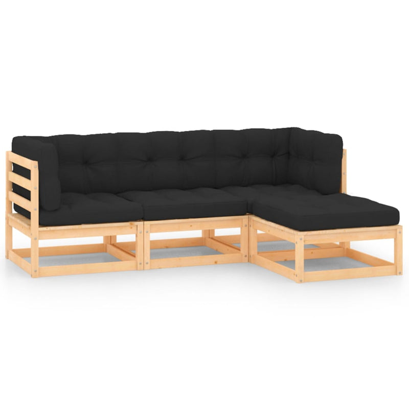4 Piece Garden Lounge Set with Cushions Solid Pinewood Payday Deals