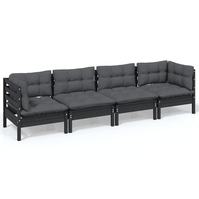 4 Piece Garden Lounge Set with Cushions Solid Pinewood Payday Deals