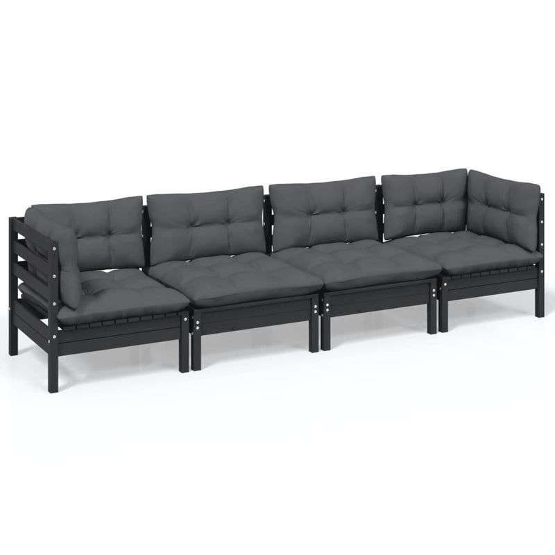 4 Piece Garden Lounge Set with Cushions Solid Pinewood Payday Deals
