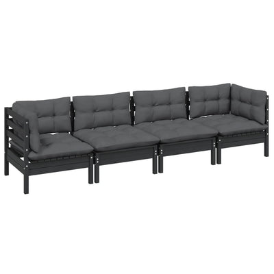 4 Piece Garden Lounge Set with Cushions Solid Pinewood Payday Deals