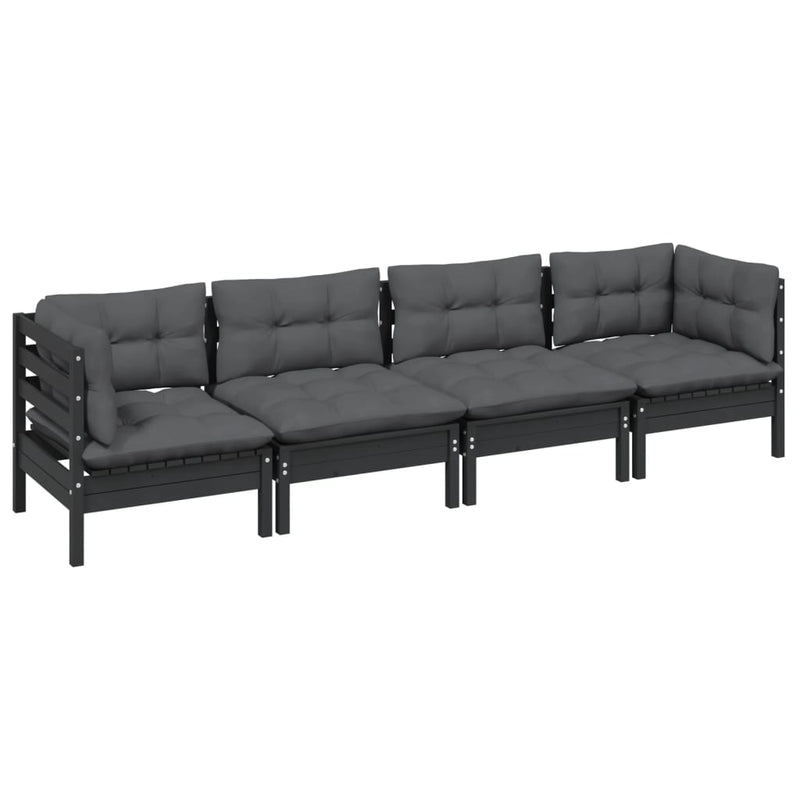 4 Piece Garden Lounge Set with Cushions Solid Pinewood Payday Deals