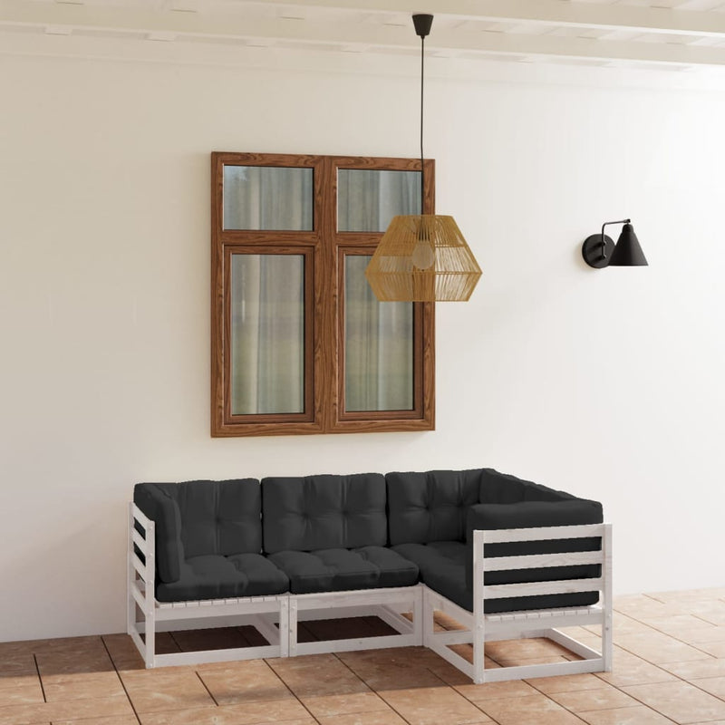 4 Piece Garden Lounge Set with Cushions Solid Pinewood Payday Deals