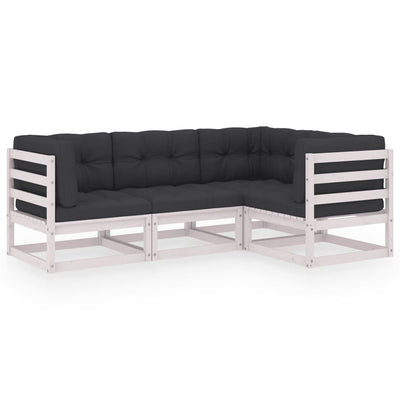4 Piece Garden Lounge Set with Cushions Solid Pinewood Payday Deals