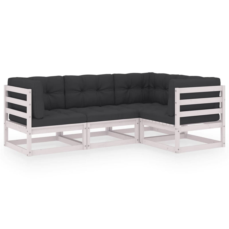 4 Piece Garden Lounge Set with Cushions Solid Pinewood Payday Deals