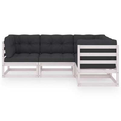 4 Piece Garden Lounge Set with Cushions Solid Pinewood Payday Deals