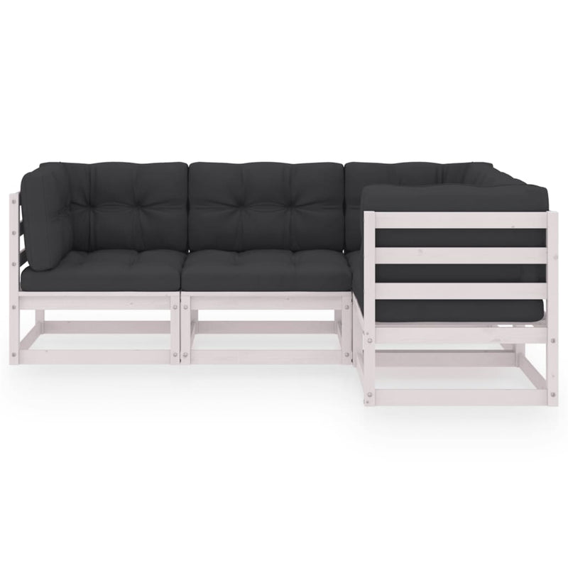 4 Piece Garden Lounge Set with Cushions Solid Pinewood Payday Deals