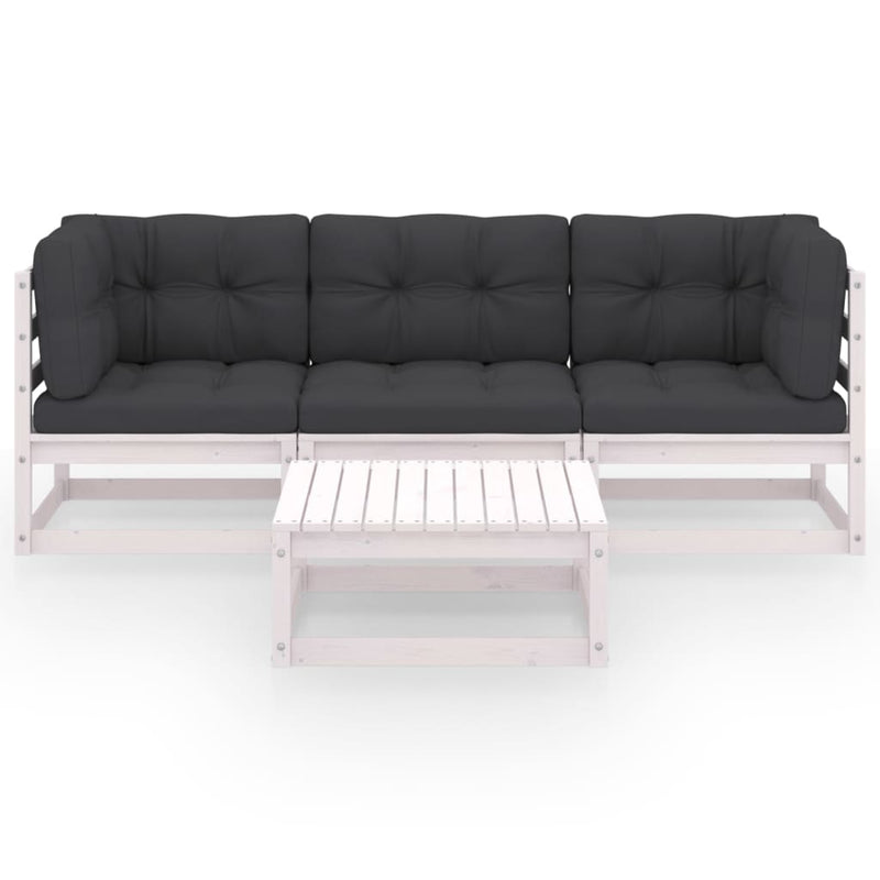 4 Piece Garden Lounge Set with Cushions Solid Pinewood Payday Deals