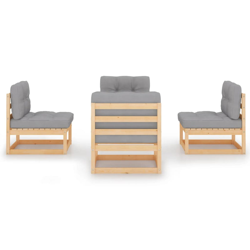 4 Piece Garden Lounge Set with Cushions Solid Pinewood Payday Deals