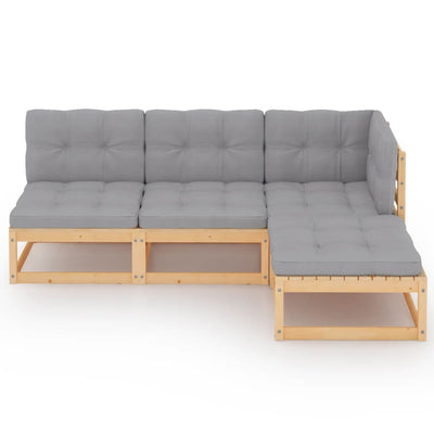 4 Piece Garden Lounge Set with Cushions Solid Pinewood Payday Deals