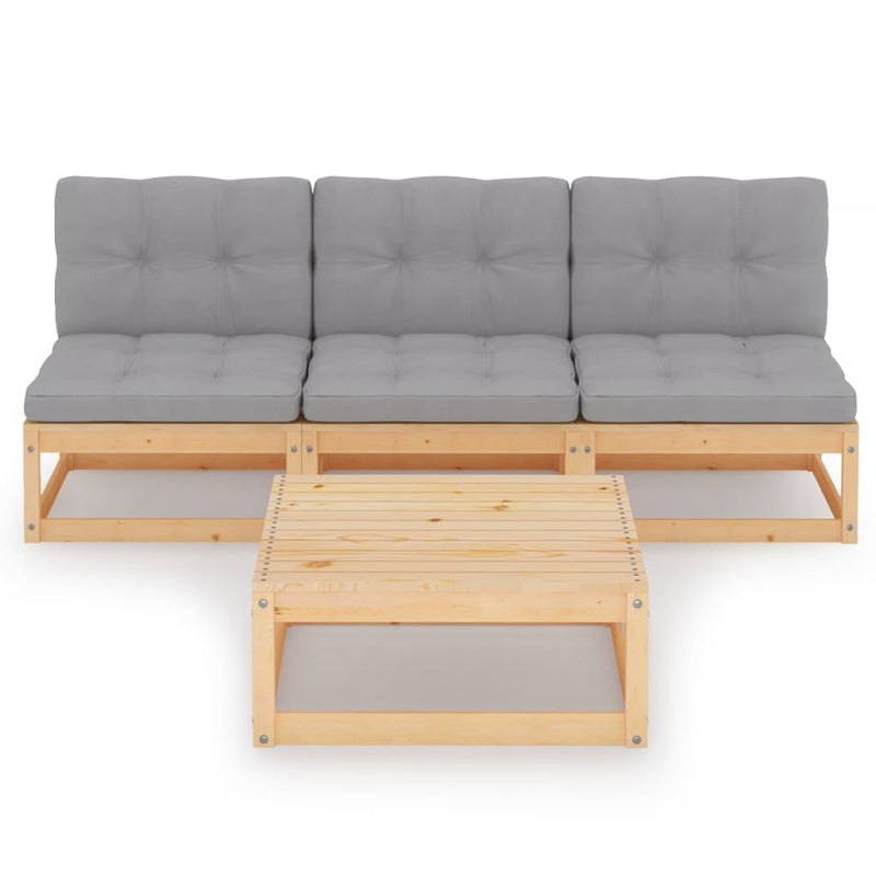 4 Piece Garden Lounge Set with Cushions Solid Pinewood Payday Deals