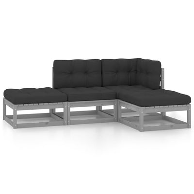 4 Piece Garden Lounge Set with Cushions Solid Pinewood Payday Deals