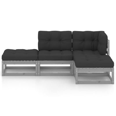 4 Piece Garden Lounge Set with Cushions Solid Pinewood Payday Deals