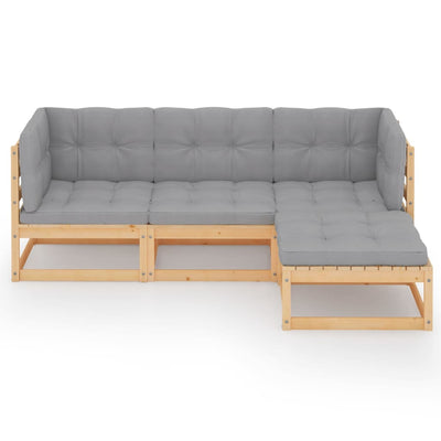 4 Piece Garden Lounge Set with Cushions Solid Pinewood Payday Deals