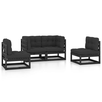 4 Piece Garden Lounge Set with Cushions Solid Pinewood Payday Deals