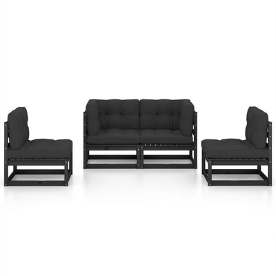 4 Piece Garden Lounge Set with Cushions Solid Pinewood Payday Deals