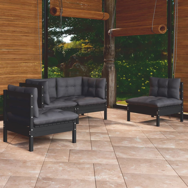 4 Piece Garden Lounge Set with Cushions Solid Pinewood Payday Deals