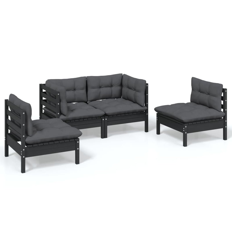 4 Piece Garden Lounge Set with Cushions Solid Pinewood Payday Deals