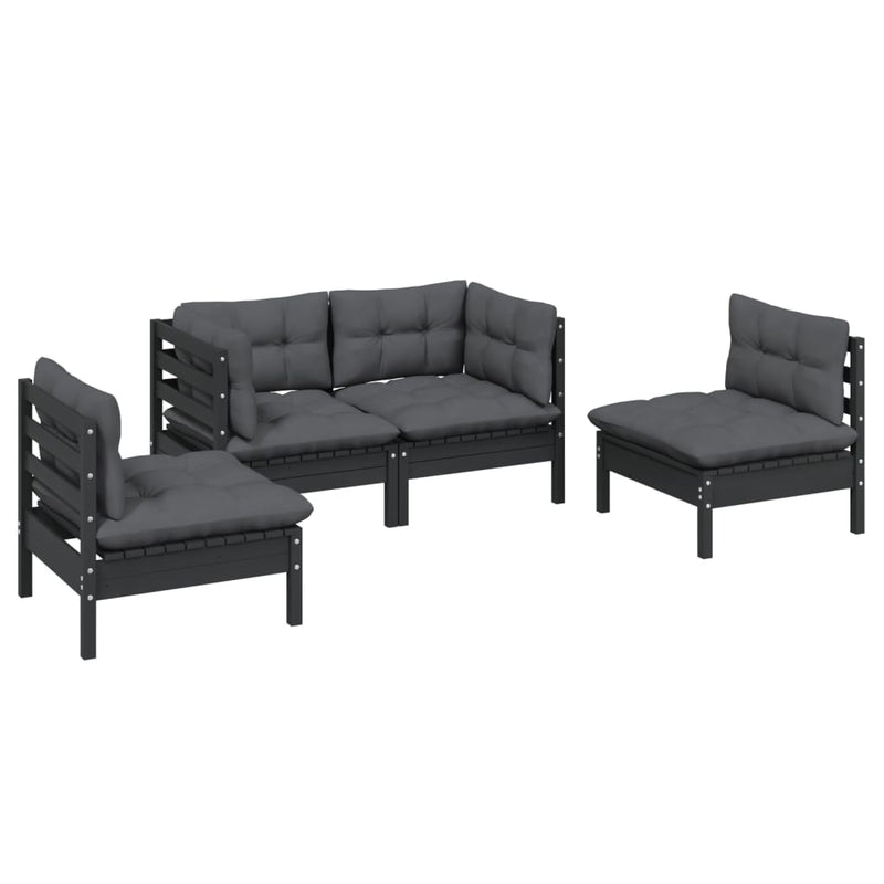 4 Piece Garden Lounge Set with Cushions Solid Pinewood Payday Deals