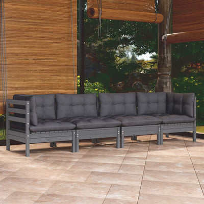 4 Piece Garden Lounge Set with Cushions Solid Pinewood Payday Deals