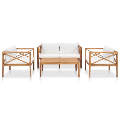 4 Piece Garden Lounge Set with Cushions Solid Teak Wood Payday Deals