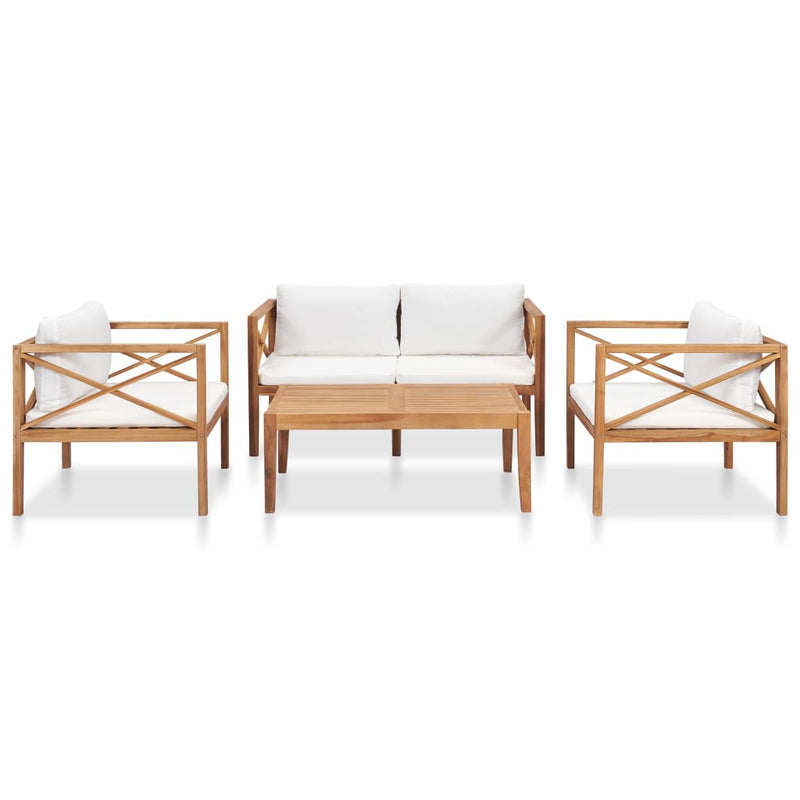 4 Piece Garden Lounge Set with Cushions Solid Teak Wood Payday Deals