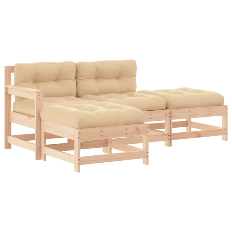 4 Piece Garden Lounge Set with Cushions Solid Wood Payday Deals