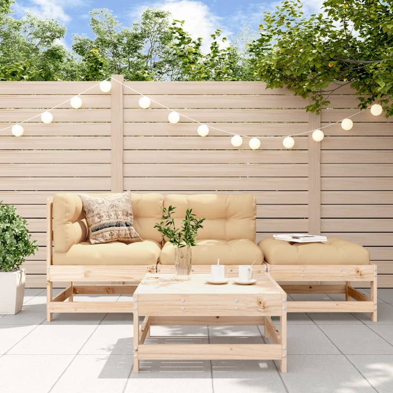4 Piece Garden Lounge Set with Cushions Solid Wood Payday Deals