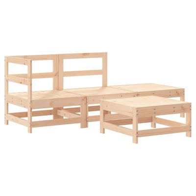 4 Piece Garden Lounge Set with Cushions Solid Wood Payday Deals