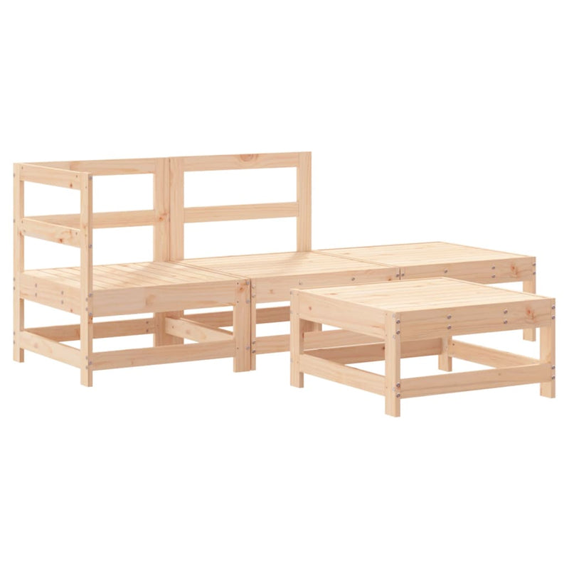 4 Piece Garden Lounge Set with Cushions Solid Wood Payday Deals