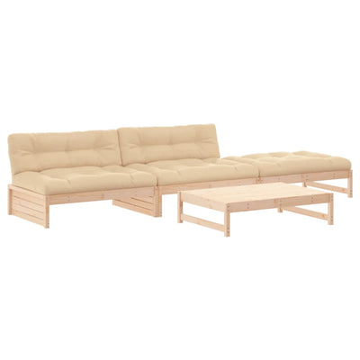 4 Piece Garden Lounge Set with Cushions Solid Wood Payday Deals