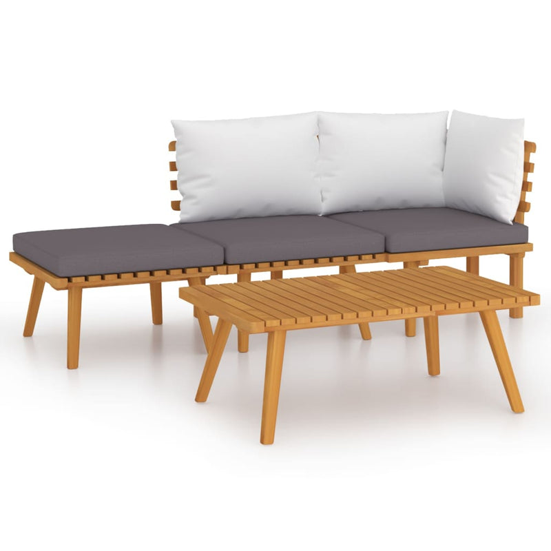 4 Piece Garden Lounge Set with Cushions Solid Wood Acacia Payday Deals