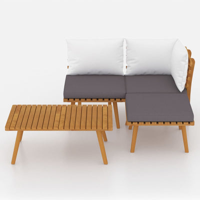 4 Piece Garden Lounge Set with Cushions Solid Wood Acacia Payday Deals