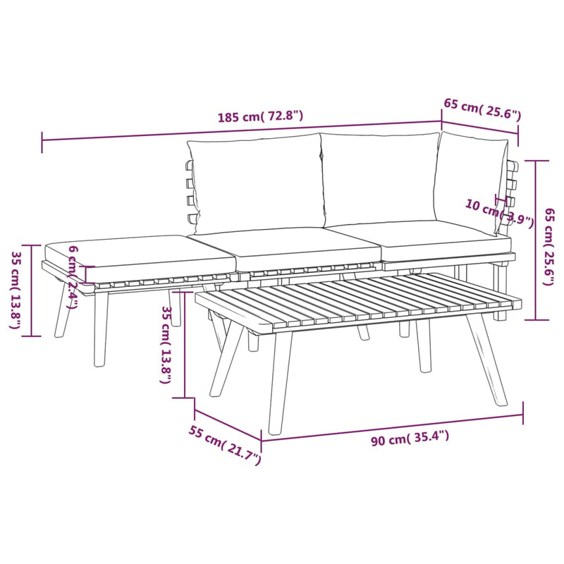 4 Piece Garden Lounge Set with Cushions Solid Wood Acacia Payday Deals