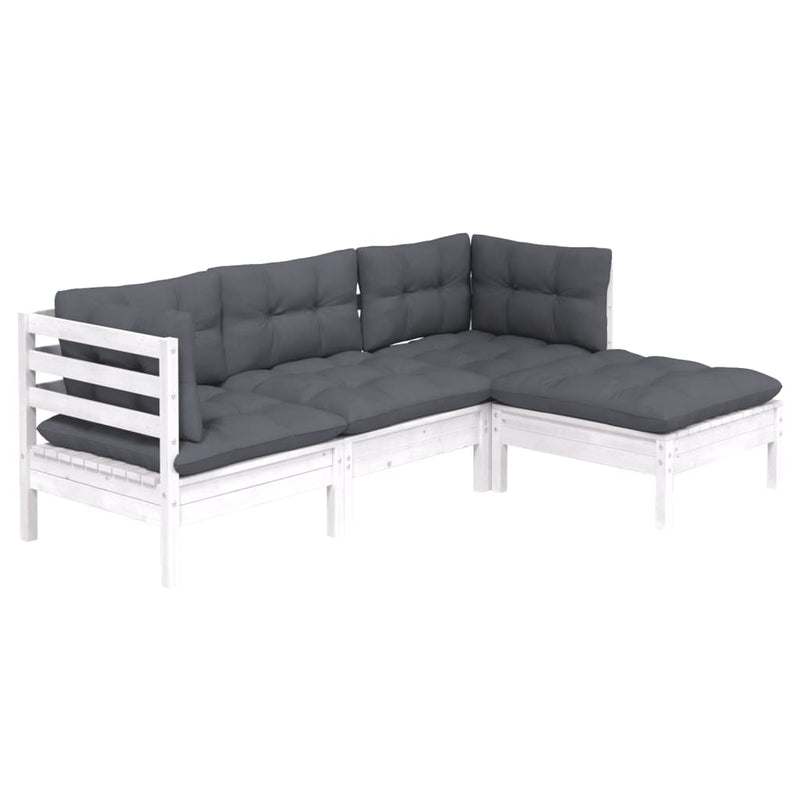 4 Piece Garden Lounge Set with Cushions White Pinewood Payday Deals