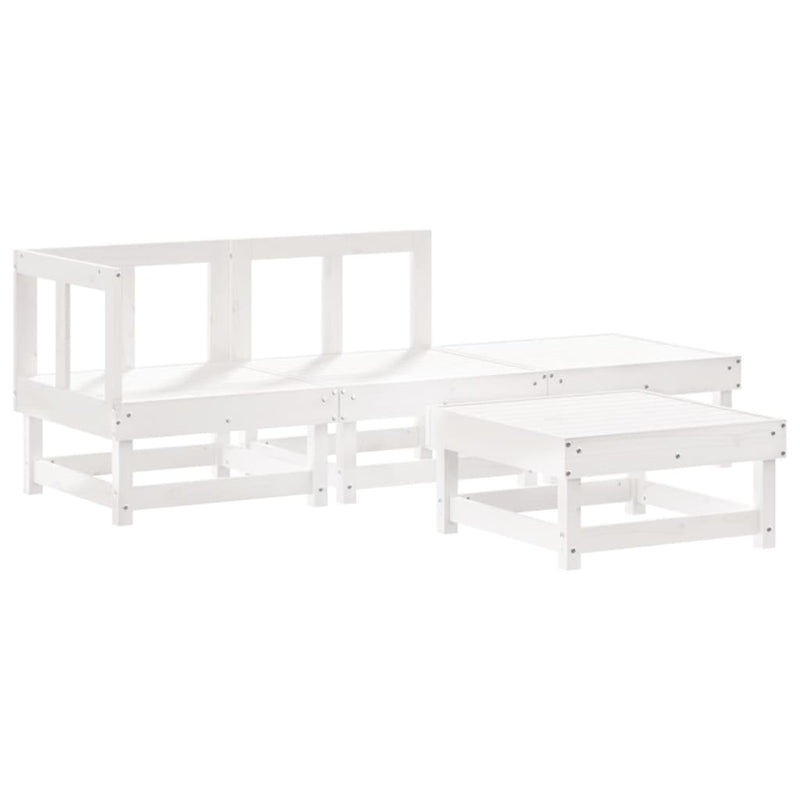 4 Piece Garden Lounge Set with Cushions White Solid Wood Payday Deals