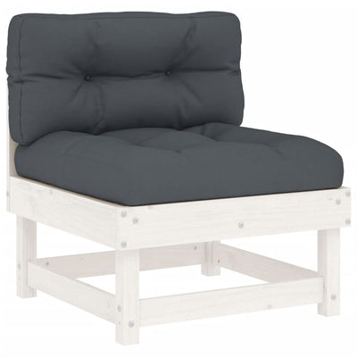 4 Piece Garden Lounge Set with Cushions White Solid Wood Payday Deals