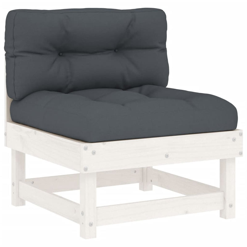 4 Piece Garden Lounge Set with Cushions White Solid Wood Payday Deals