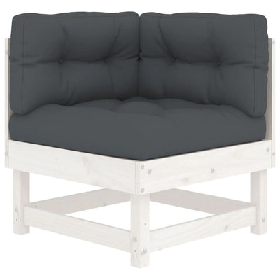 4 Piece Garden Lounge Set with Cushions White Solid Wood Payday Deals