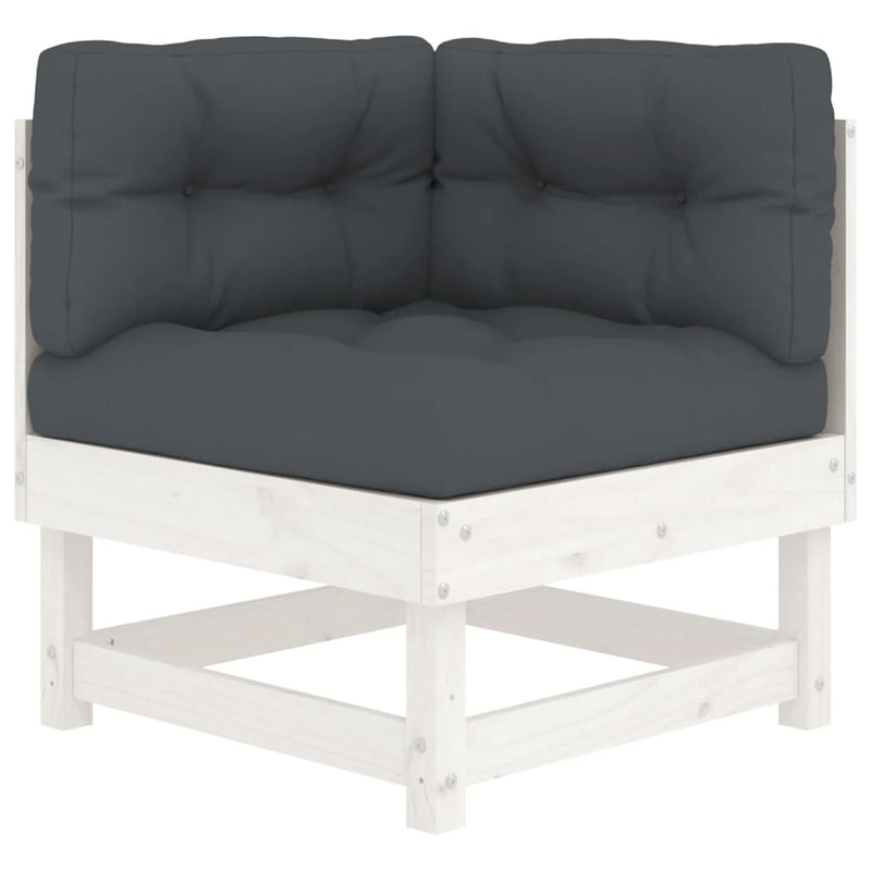 4 Piece Garden Lounge Set with Cushions White Solid Wood Payday Deals