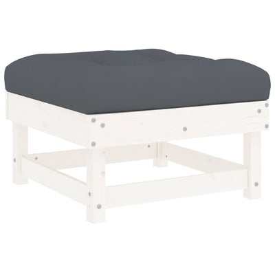 4 Piece Garden Lounge Set with Cushions White Solid Wood Payday Deals