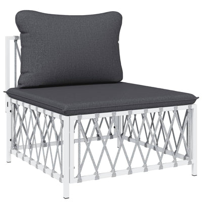 4 Piece Garden Lounge Set with Cushions White Steel Payday Deals