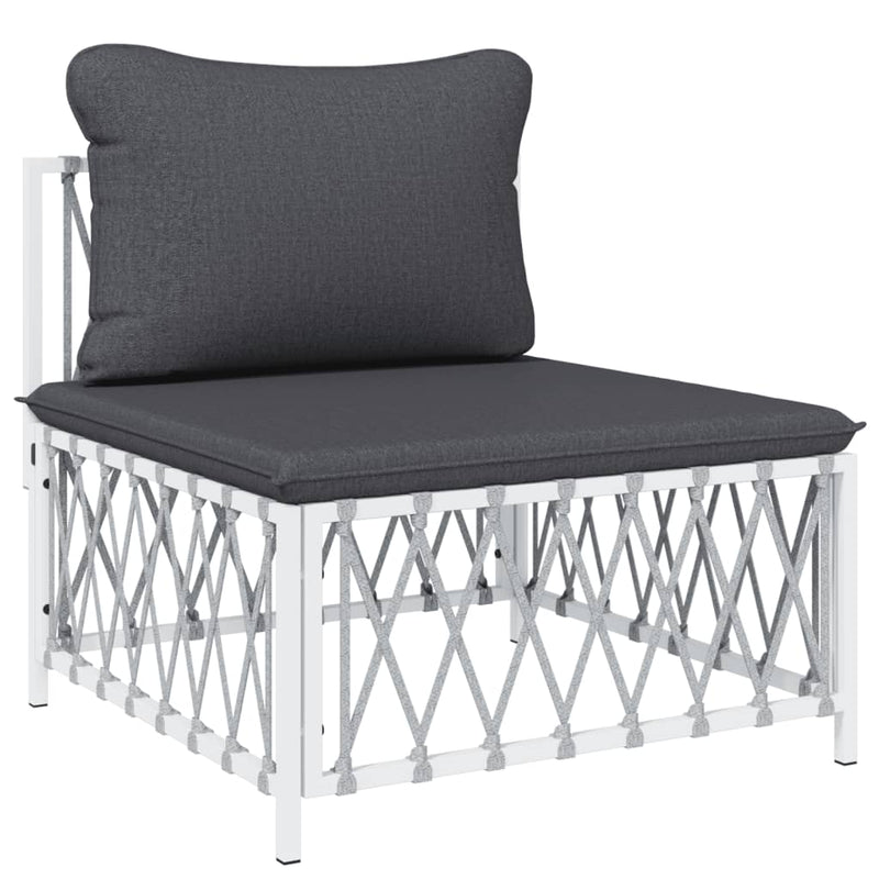 4 Piece Garden Lounge Set with Cushions White Steel Payday Deals