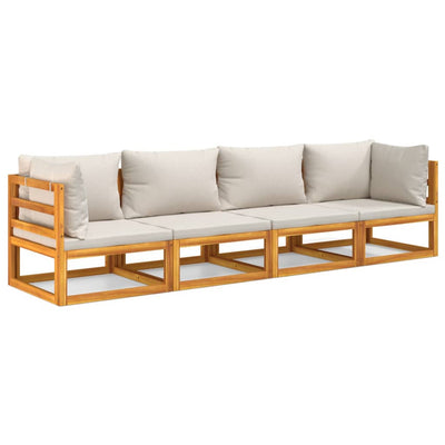 4 Piece Garden Lounge Set with Light Grey Cushions Solid Wood Payday Deals