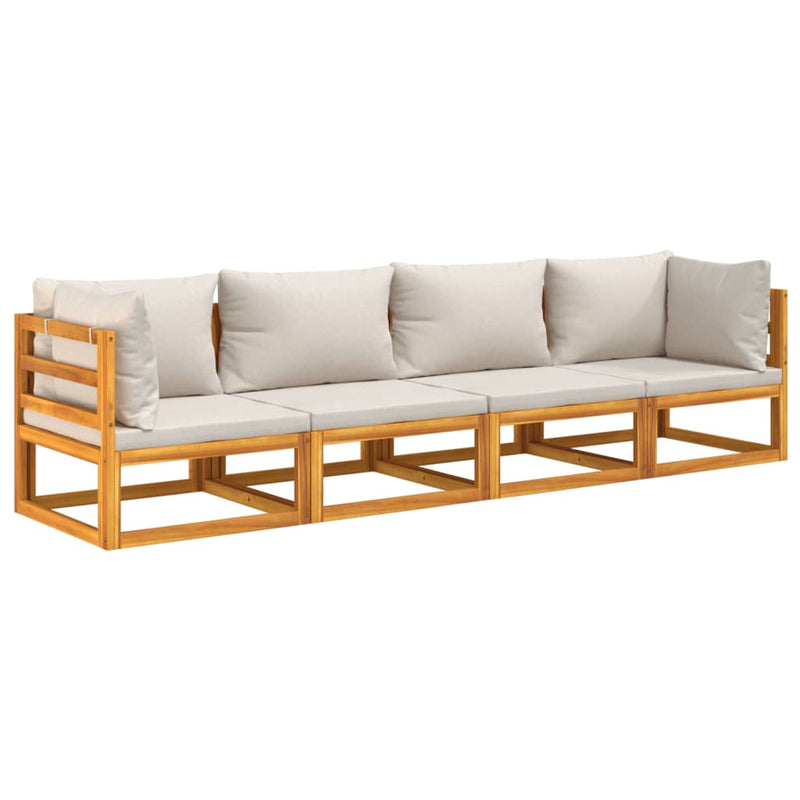 4 Piece Garden Lounge Set with Light Grey Cushions Solid Wood Payday Deals