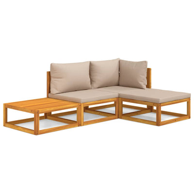 4 Piece Garden Lounge Set with Taupe Cushions Solid Wood Payday Deals
