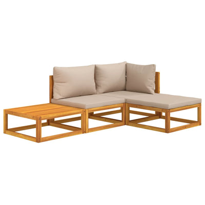 4 Piece Garden Lounge Set with Taupe Cushions Solid Wood Payday Deals