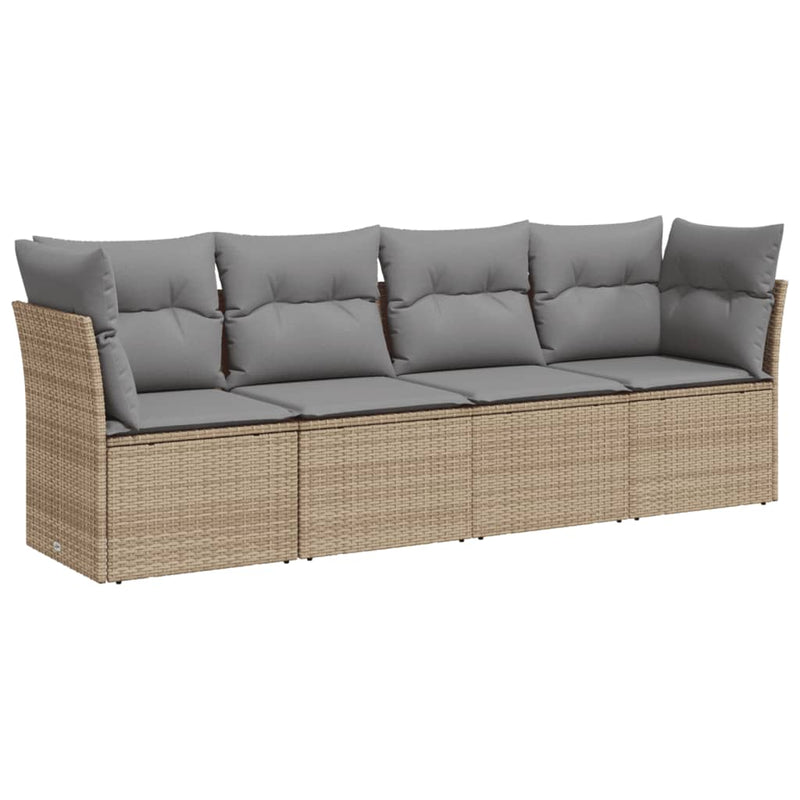 4 Piece Garden Sofa Set with Cushions Beige Poly Rattan Payday Deals